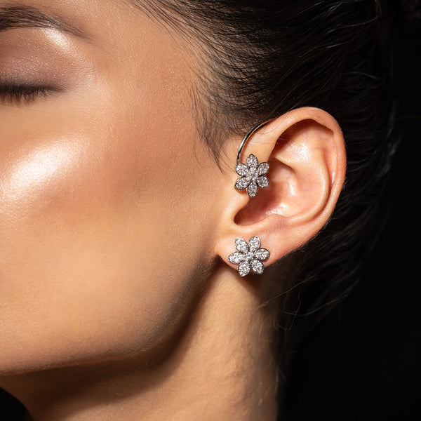 Halo Essence Brilliance Interchangeable Floral Ear Cuff Earrings