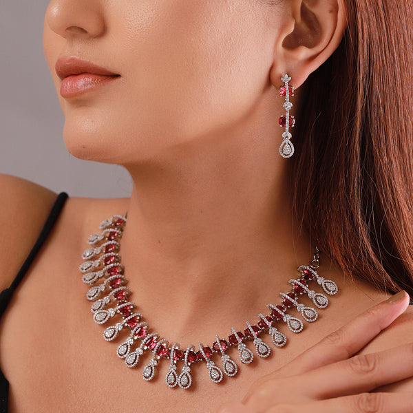 Sparkling Essentials Rubelle American Diamond Necklace Set – VOYLLA