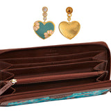 Camellia Drop Earrings With Paradise Long Wallet Combo