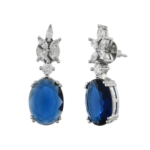 Sparkling Elegance Glam Blue American Diamond Drop Earrings – VOYLLA