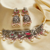 Shwet kamal Silver Necklace with Earrings