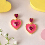 Valentine's Day Pink Heart Drop Earrings