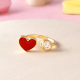 Valentine's Day Red Heart Open Finger Ring