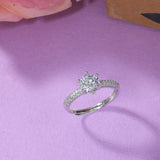 Round Cut CZ Cluster Setting Silver Plated Brass Ring