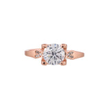 Four Prong Setting Round Cut CZ Rose Gold Plated Brass Ring