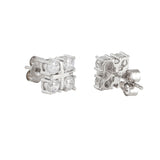 925 Sterling Silver CZ Square Stud Earrings