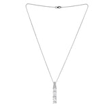 925 Sterling Silver CZ White Stone Pendant with Chain