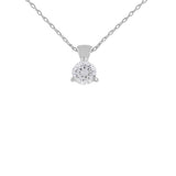 925 Sterling Silver CZ Single Stone Pendant with Chain