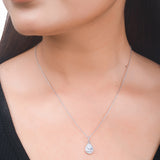 925 Sterling Silver CZ Pearl Shaped Pendant with Chain