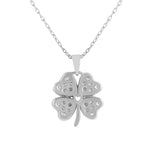 925 Sterling Silver CZ Clover Floral Pendant with Chain