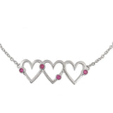 Sterling Silver Pink Zircon Studded Hearts Bracelet