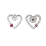 Sterling Silver Pink Zircon Studded Heart Drop Earrings
