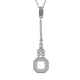 Mother’s Day Collection 925 Sterling Silver Round Cut CZ Rectangular Pendant with Chain