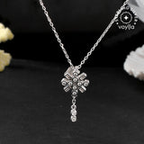 Mother’s Day Collection Round Cut Zircons Sterling Silver Pendant with Chain