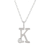 Sterling Silver Alphabet K Round Cut CZ Pendant