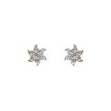 Star Shaped Round Cut Zircons Embellished Sterling Silver Stud Earrings