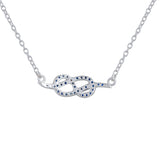 925 Sterling Silver Blue CZ Gem Studded Small Infinity Necklace