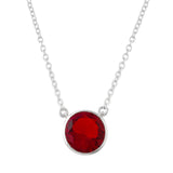 925 Sterling Silver Round Cut Red CZ Pendant Set