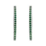 925 Sterling Silver Green Round Cut CZ Hoop Earrings