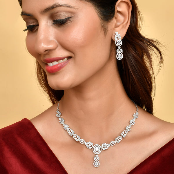 Sparkling Elegance Round and Teardrop Cut CZ Jewellery Set – VOYLLA