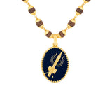 Gold Capped Rudraksha and Trident Pendant Necklace