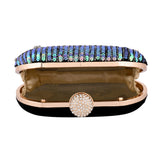 Trendy Bags Multicolored Stones Embellished Black Clutch