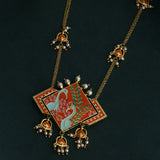 Tahira Peacock Red Statement necklace