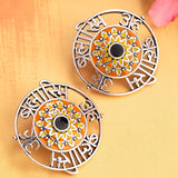 Aham Brahmasmi Inscription Round Statement Earrings