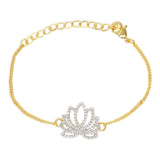 Shimmering Floret American Diamond CZ Silver Flower Mangalsutra Bracelet with Gold Plated Chain