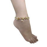 Gold Tone Anklet with Pearl Beads