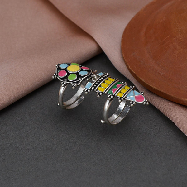 Folklore Long Coloured Enamel Finger Ring