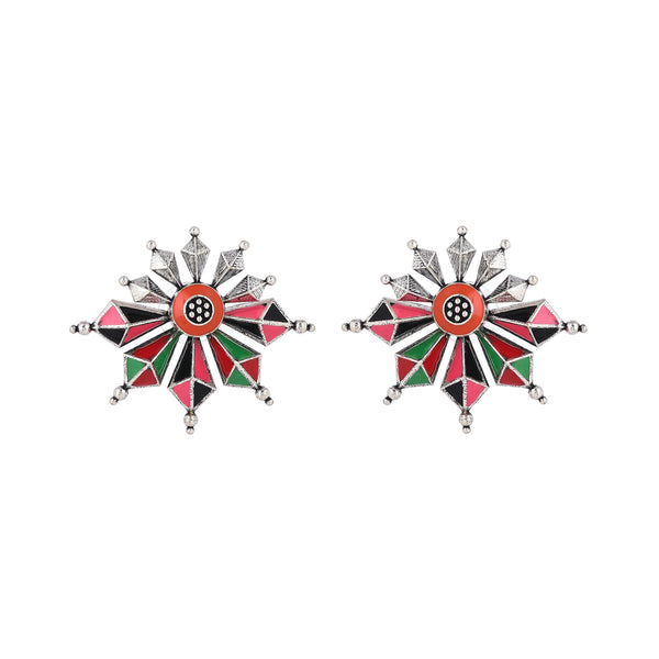 Folklore Coloured Enamel Edgy Earrings VOYLLA