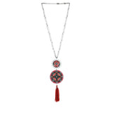 Folklore Red Enamel Tassel Drop Necklace