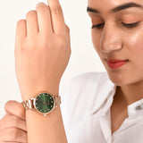 Voylla Gold Toned Green Dial Watch