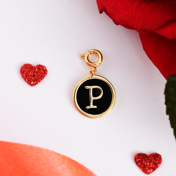 Alphabet P Black Enamel Charm