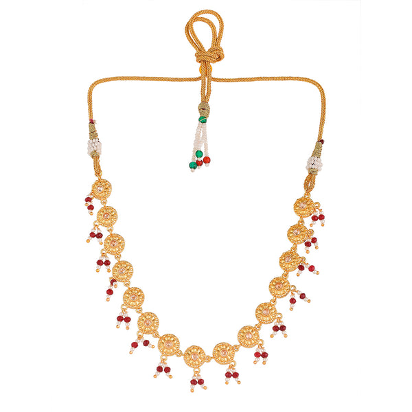 Abharan Yellow Gold Plated Lightly Embellished Jewellery Set VOYLLA
