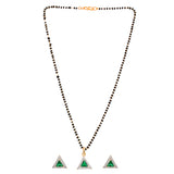 Sparkling Essentials Green Triangular Gold Plated Mangalsutra Set