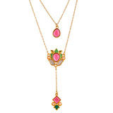 Forever More Pink Stones Enamelled Layered Necklace Jewellery Set