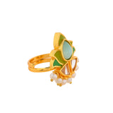 Forever More Floral Green Stone Enamelled Cocktail Ring
