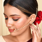 Forever More Enamelled Floral Motif Red Stone Non-Piercing Nose Ring