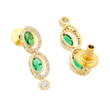 Green American Diamond Necklace Set for Women Sparkling Elegance Gold Finish Short Choker Length Jewellery Set with Drop Earrings