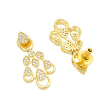 American Diamond Necklace Set for Women Sparkling Elegance Teardrop Cascade Gold Finish Short Collar Jewellery Set with Dangler Earrings