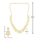 American Diamond Necklace Set for Women Sparkling Elegance Teardrop Cascade Gold Finish Short Collar Jewellery Set with Dangler Earrings