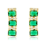 Emerald Green Necklace Set for Women Sparkling Elegance Rectangle Cut Stone Gold Finish Short Collar Jewellery Set with Dangler Earrings