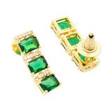 Emerald Green Necklace Set for Women Sparkling Elegance Rectangle Cut Stone Gold Finish Short Collar Jewellery Set with Dangler Earrings