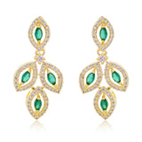 Lightweight Necklace Set for Women Sparkling Elegance Marquise Leaf Motif Gold Finish Collar Jewellery with Dangler Earrings