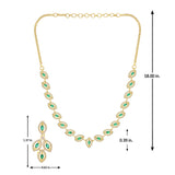 Lightweight Necklace Set for Women Sparkling Elegance Marquise Leaf Motif Gold Finish Collar Jewellery with Dangler Earrings