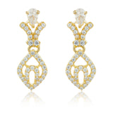 Festive Jewellery Lightweight Necklace Set for Women Sparkling Elegance Open Leaf Bow Link Gold Finish Short Collar with Drop Earrings