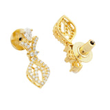 Festive Jewellery Lightweight Necklace Set for Women Sparkling Elegance Open Leaf Bow Link Gold Finish Short Collar with Drop Earrings