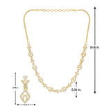 Festive Jewellery Lightweight Necklace Set for Women Sparkling Elegance Open Leaf Bow Link Gold Finish Short Collar with Drop Earrings